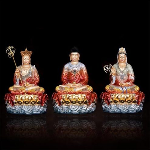 Tượng Phật Ta Bà Tam Thánh Toạ Vân Đồng Ánh Kim Cao Cấp T2332