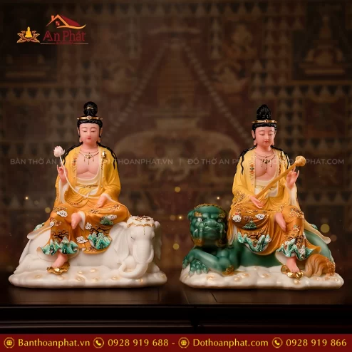 Tôn Tượng Phổ Hiền Bồ Tát và Văn Thù Sư Lợi Bồ Tát đẹp