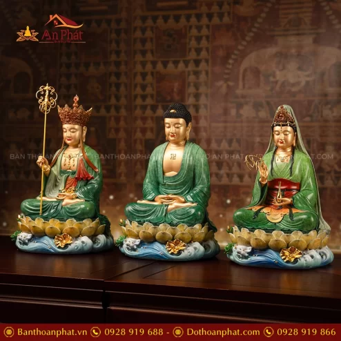 Tượng Ta Bà Tam Thánh ngồi đẹp bằng đồng