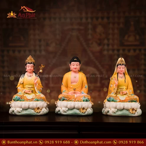 Tôn Tượng Tây Phương Tam Thánh Thạch Anh Ngọc Liên Hoàng Y T2431