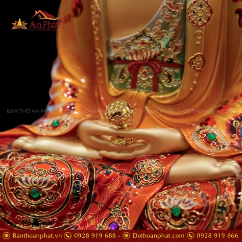 Ton Tuong Thich Ca Mau Ni Ngoc Thach Phu Dong Toa La Sen Ve gam Do cam T2391 4