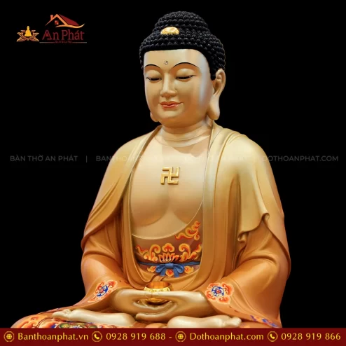 Tuong Bon Su Thich Ca Mau Ni Ngoc Thach Phu Dong Toa Dai Sen vang anh nau T2397 4