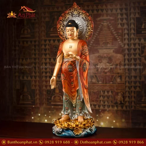 Tượng Phật Thích Ca đứng bằng đồng đẹp