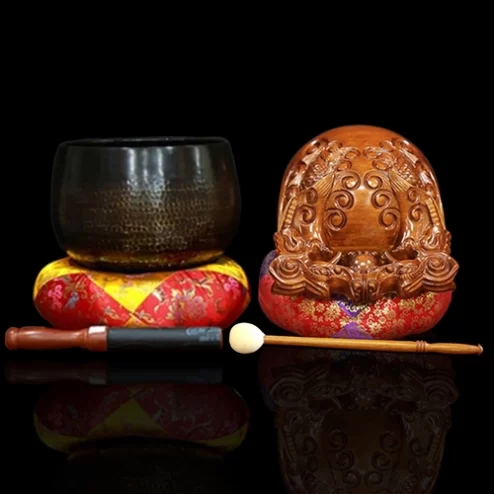 Bộ Chuông Đồng Đen- Mõ Rồng Gỗ cao cấp AK11220