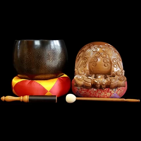 Bộ Chuông Đồng Đen - Mõ Rồng Gỗ tụng kinh Đài Loan AK11219