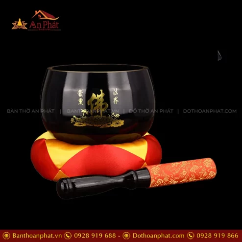 Chuông đồng đen chữ Phật nhập khẩu AK11228