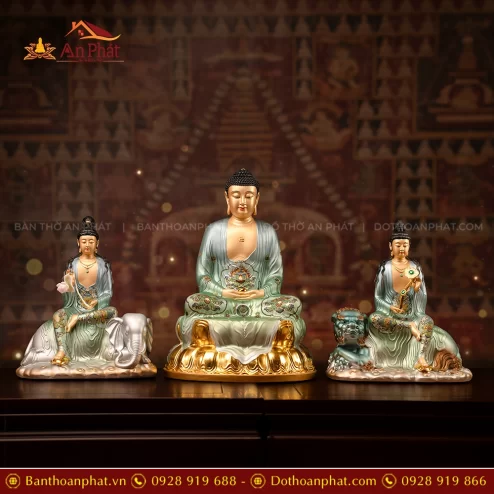 Tôn Tượng Hoa Nghiêm Tam Thánh Ngọc Thạch Phủ Đồng Thanh Vân T2438