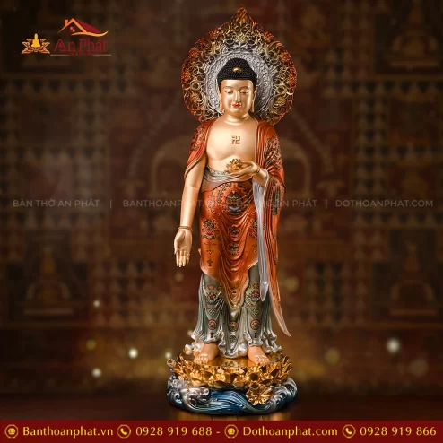 Tượng Phật A Di Đà đứng đẹp bằng đá