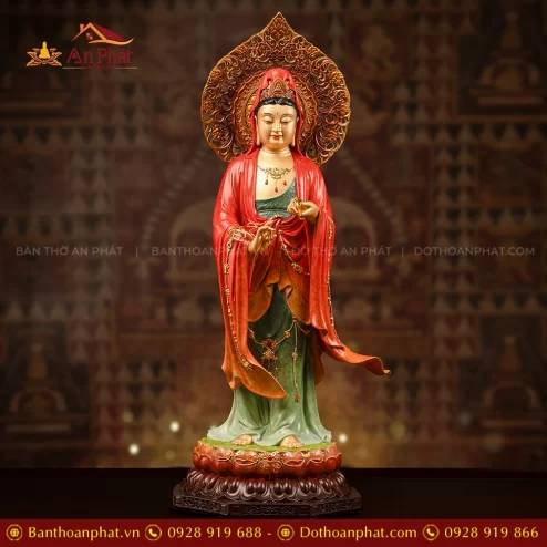 Tượng Phật bà Quan âm đứng đẹp bằng đá