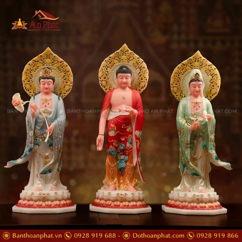 Tôn Tượng Tây Phương Tam Thánh Thạch Anh Tam Sắc Liên Quang T2437