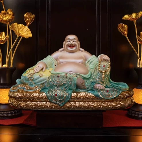 Tượng Di Lặc Ngọc Thạch Phủ Đồng Xanh Ngọc Lục Bảo T2554
