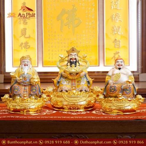 Tượng Tài Địa Ngồi Đồng Dát Vàng T2476