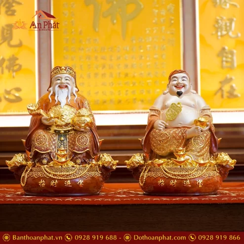 Tượng Tài Địa Ngồi Đồng Dát Vàng T2499