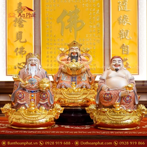 Tượng Tài Địa Ngồi Đồng Dát Vàng T2500