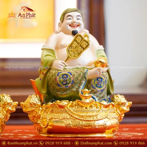 Tượng Ông Địa ngồi bằng đồng