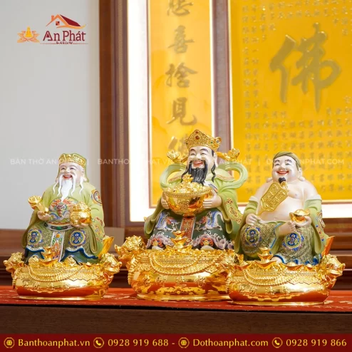 Tượng Tài Địa Ngồi Đồng Dát Vàng T2502