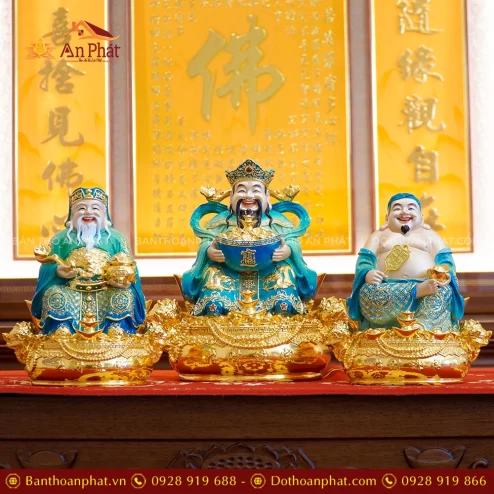 Tượng Tài Địa Ngồi Đồng Dát Vàng T2503