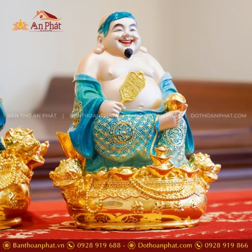 Tượng Ông Địa ngồi bằng đồng