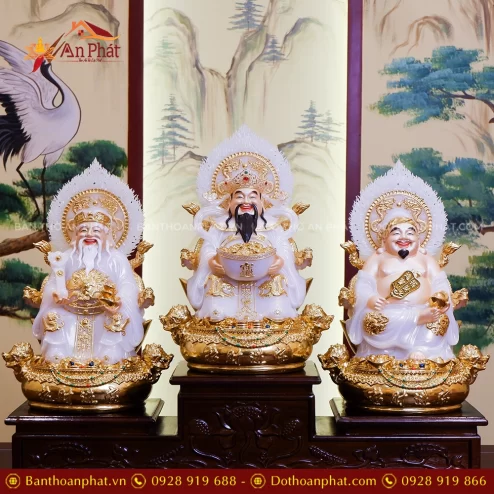 Tượng Tài Địa Song Long Ngọc Thạch Phủ Đồng Dát Vàng T2505