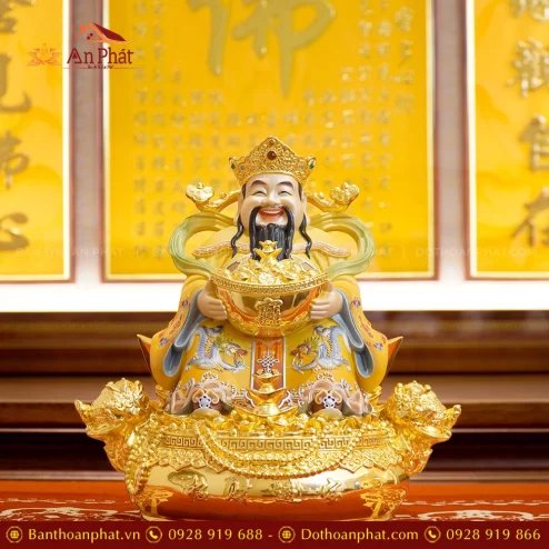 Tượng Thần Tiền Quan Lộc Ngồi Đồng Dát Vàng 2477