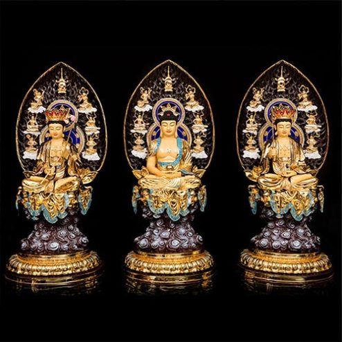 Bộ Tượng Hoa Nghiêm Tam Thánh Đồng Dát Vàng Cao Cấp T2715