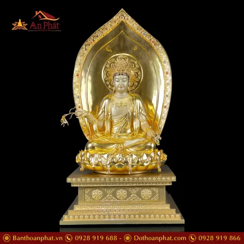 bo tuong phat tay phuong tam thanh dong dat vang dang ngoi de kim cang t253100005