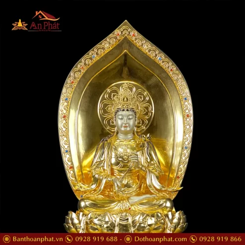 bo tuong phat tay phuong tam thanh dong dat vang dang ngoi de kim cang t253100006