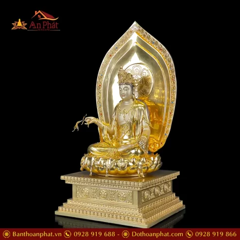 bo tuong phat tay phuong tam thanh dong dat vang dang ngoi de kim cang t253100009