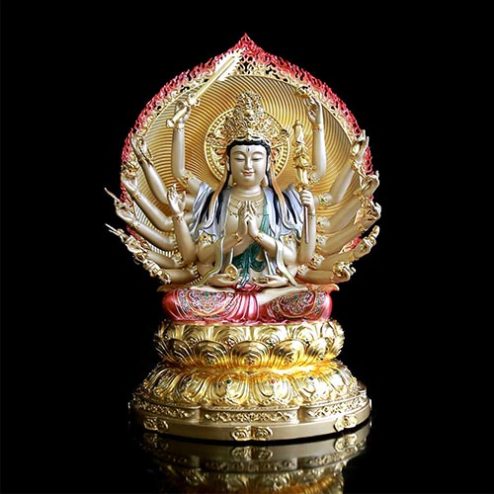 Tượng Bồ Tát Chuẩn Đề Đồng Sơn Men Cổ Nhập Khẩu Cao Cấp T2701