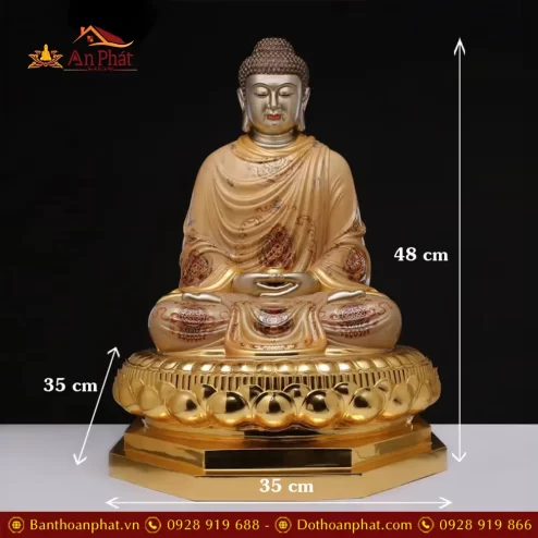 tuong bon su thich ca mau ni phat bang dong ve son cao cap dang ngoi dai sen t262800001