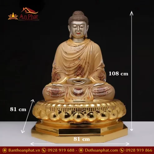 tuong bon su thich ca mau ni phat bang dong ve son cao cap dang ngoi dai sen t262800007