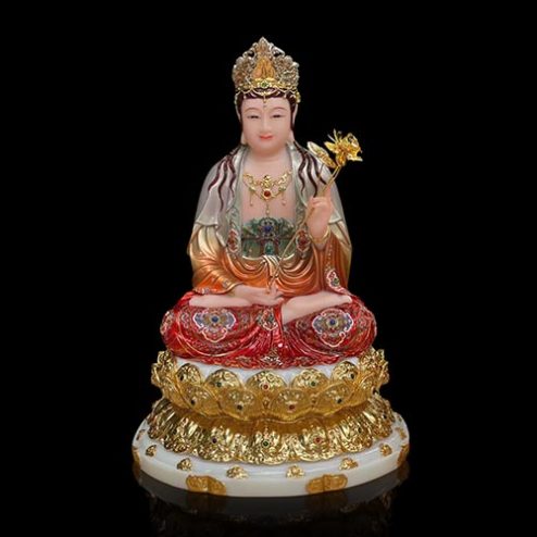 Tượng Đại Thế Chí Bồ Tát Bột Đá Cao Cấp Vẽ Gấm Ngồi Đài Sen T2722