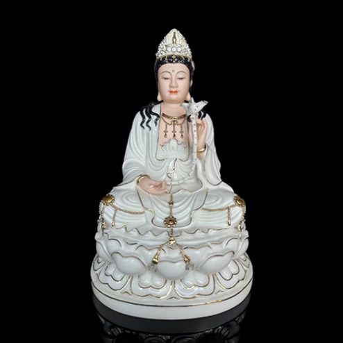 Tượng Đại Thế Chí Bồ Tát Sứ Trắng Viền Vàng Nhập Khẩu T2718