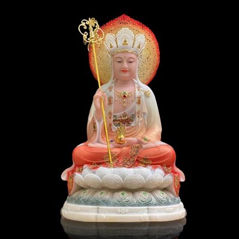 Tượng Địa Tạng Vương Bồ Tát Bộ Đá Cao Cấp Có Lá Đề Ngồi Đế Bảo Liên T2664