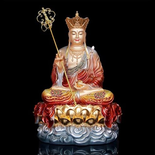 Tượng Địa Tạng Vương Bồ Tát Đồng Ánh Kim Toạ Vân Cao Cấp T2646