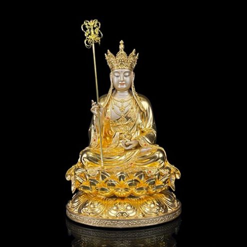 Tượng Địa Tạng Vương Bồ Tát Đồng Dát Vàng Nhập Khẩu Ngồi Đài Sen T2661