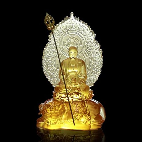 Tượng Địa Tạng Vương Bồ Tát Lưu Ly Cao Cấp Có Lá Đề Nhập Khẩu T2666