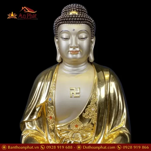 tuong phat a di da bang dong dat vang an bao ngoi de sen cao cap t254100002