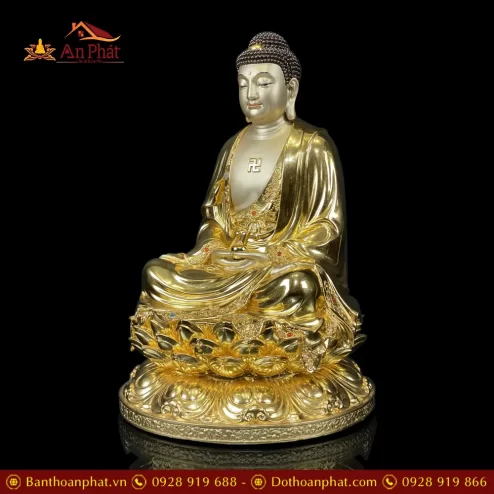 tuong phat a di da bang dong dat vang an bao ngoi de sen cao cap t254100004