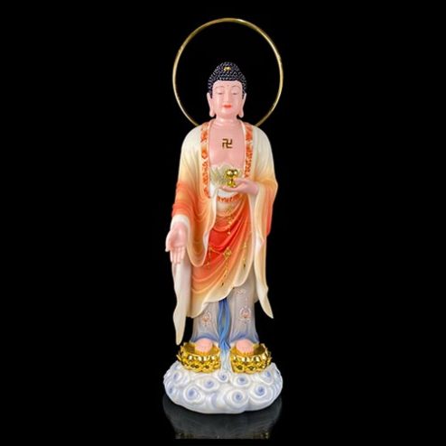 Tượng Phật A Di Đà Dáng Đứng Sơn Phú Quý Bột Đá Cao Cấp T2509