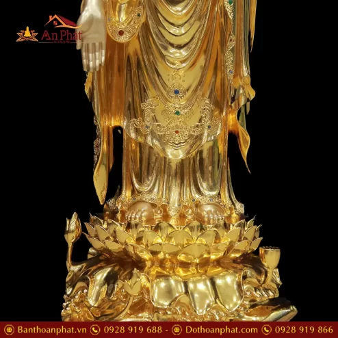 tuong phat a di da dong dat vang cao cap dung dai sen co hao quang t253800002