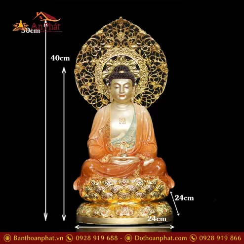 tuong phat a di da dong son cam cam dang ngoi co la de cao cap t260600001