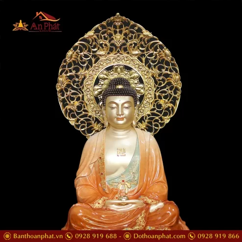 tuong phat a di da dong son cam cam dang ngoi co la de cao cap t260600003