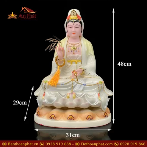 tuong phat ba quan am bo tat bot da son mau nhap khau dang ngoi dai sen t258400001