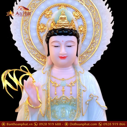 tuong phat ba quan am ngoi dai sen bot da mau thien thanh co la de t254900008