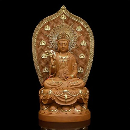 Tượng Phật Bà Quan Âm Ngồi Đài Sen Gỗ Long Não Cao Cấp T2600