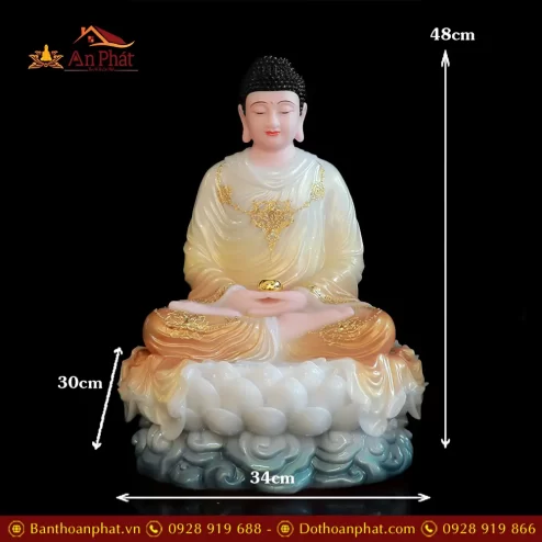 tuong phat bon su thich ca bot da son phu quy cao cap dang ngoi t260700001