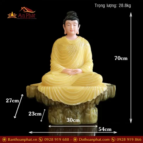 tuong phat bon su thich ca bot da thach anh vien vang cao cap dang ngoi t261300001