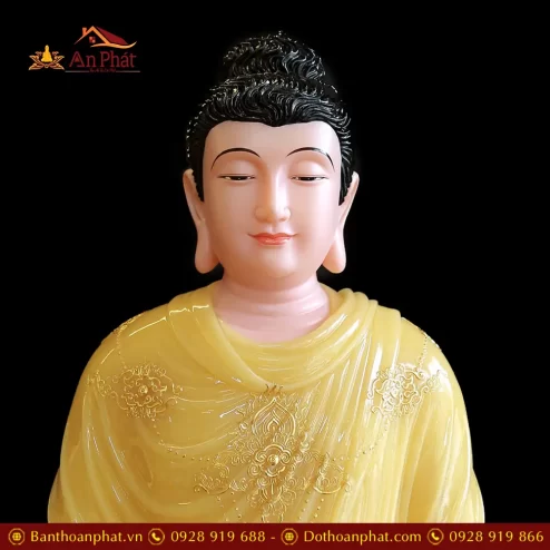 tuong phat bon su thich ca bot da thach anh vien vang cao cap dang ngoi t261300005