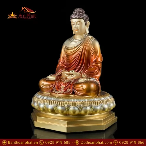 tuong phat bon su thich ca ngoi dai sen bang dong son co cao cap t261800004